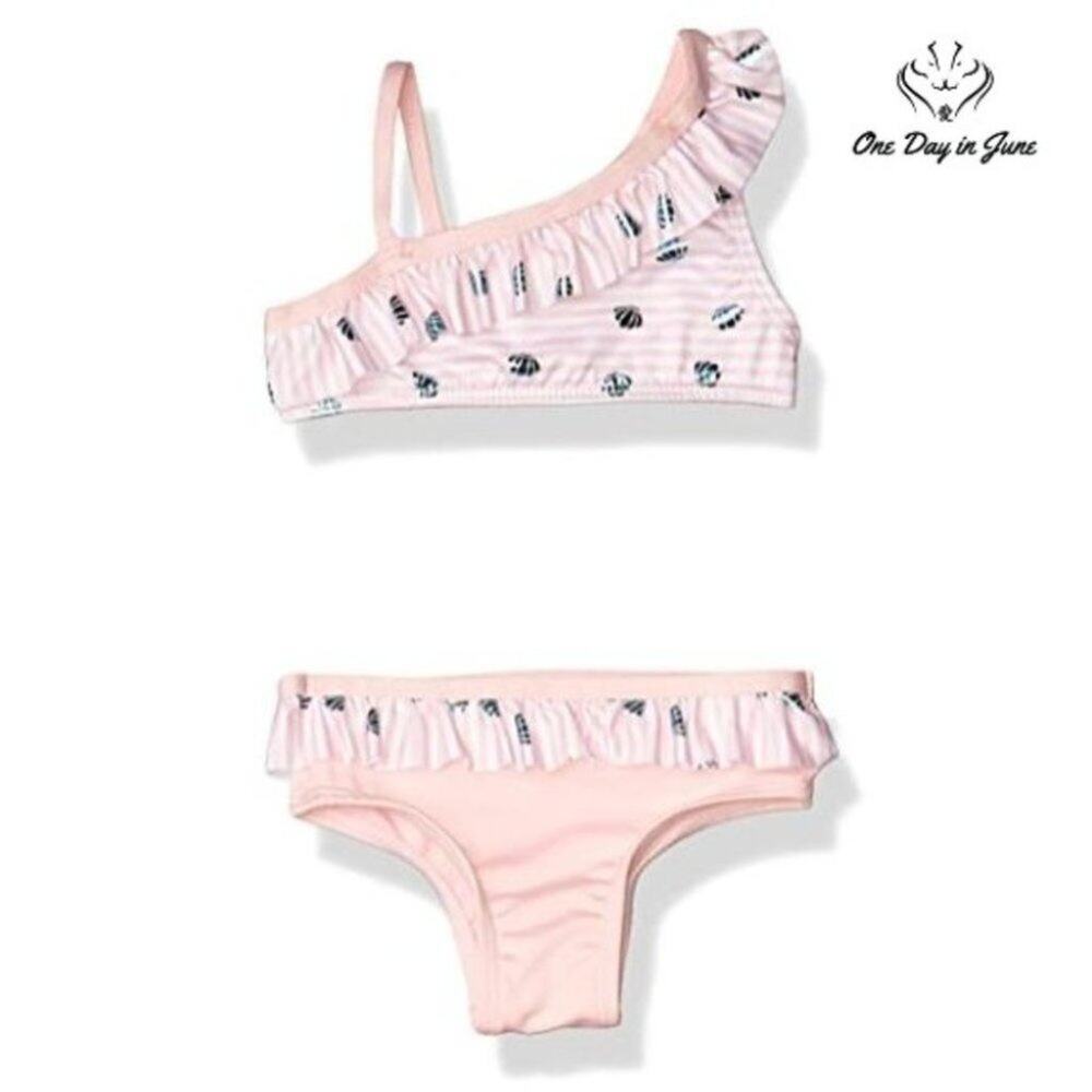 Pink Platinum Baby Shell Stripe One Shoulder One Piece Swimsuit Size 12M